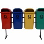 Conjunto para Coleta Seletiva com 04 Lixeiras Papeleiras de 50 Litros