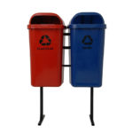 Conjunto para Coleta Seletiva com 02 Lixeiras Papeleiras de 50 Litros