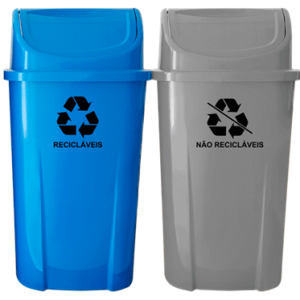 Conjunto para Coleta Seletiva com 02 Lixeiras Basculantes de 60 Litros