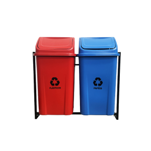Coleta Seletiva 02 Lixeiras Basculantes de 100 Litros com Estrutura