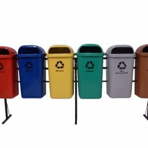 Conjunto para Coleta Seletiva com 06 Lixeiras Papeleiras de 50 Litros